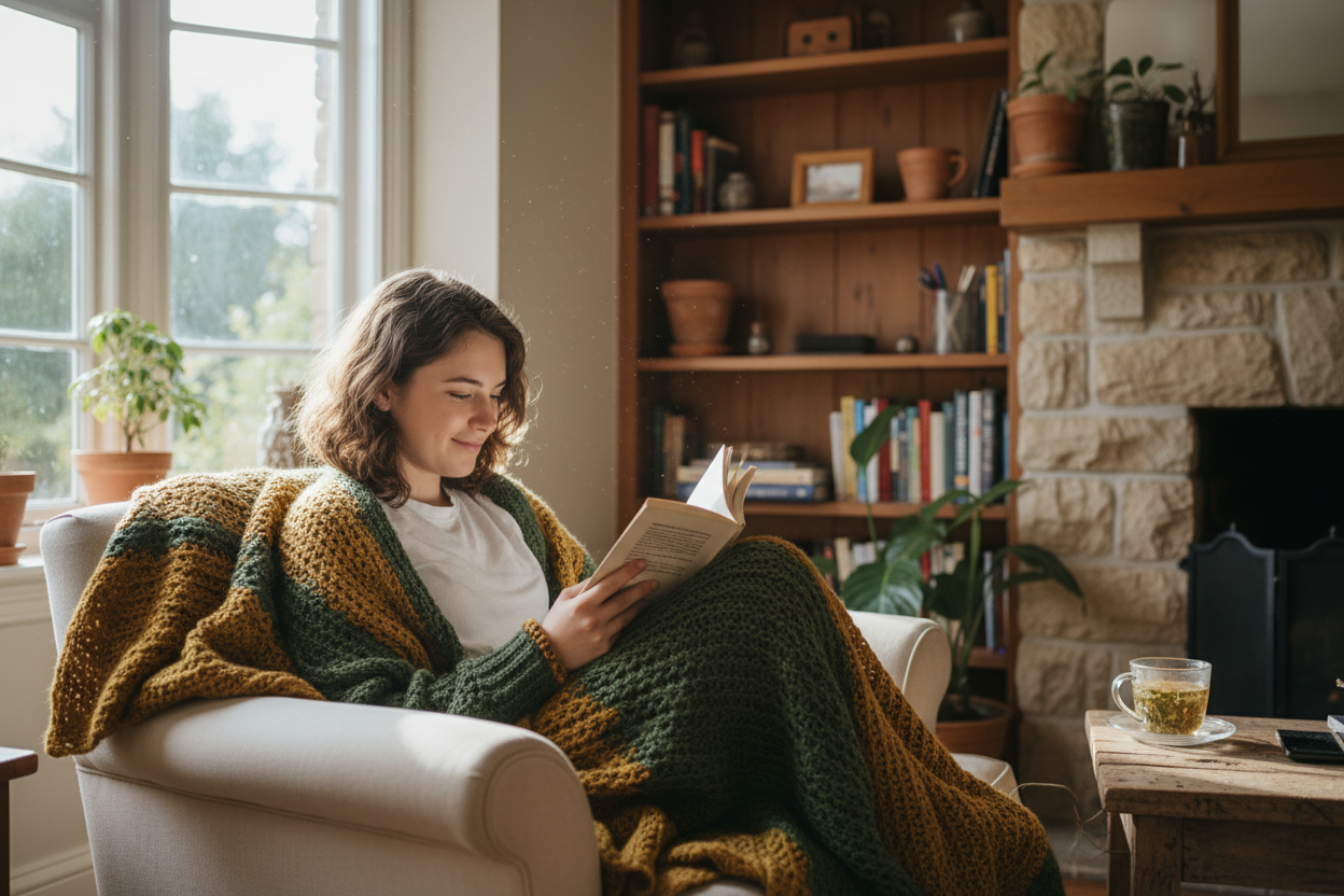 a student  enjoying reading a book